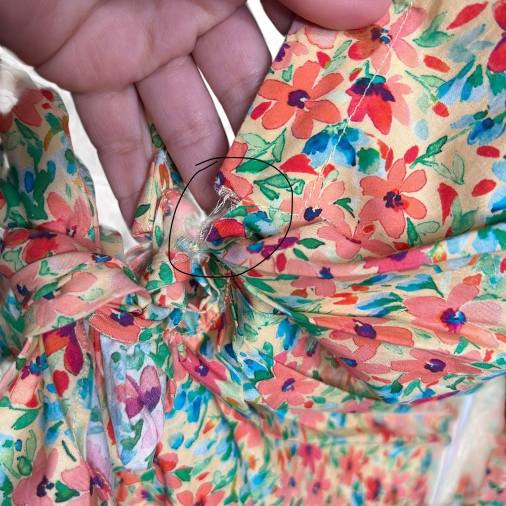 Lovers + Friends Aja Long Sleeve Knot Mini Dress in Summer Field Floral Large - Picture 12 of 12